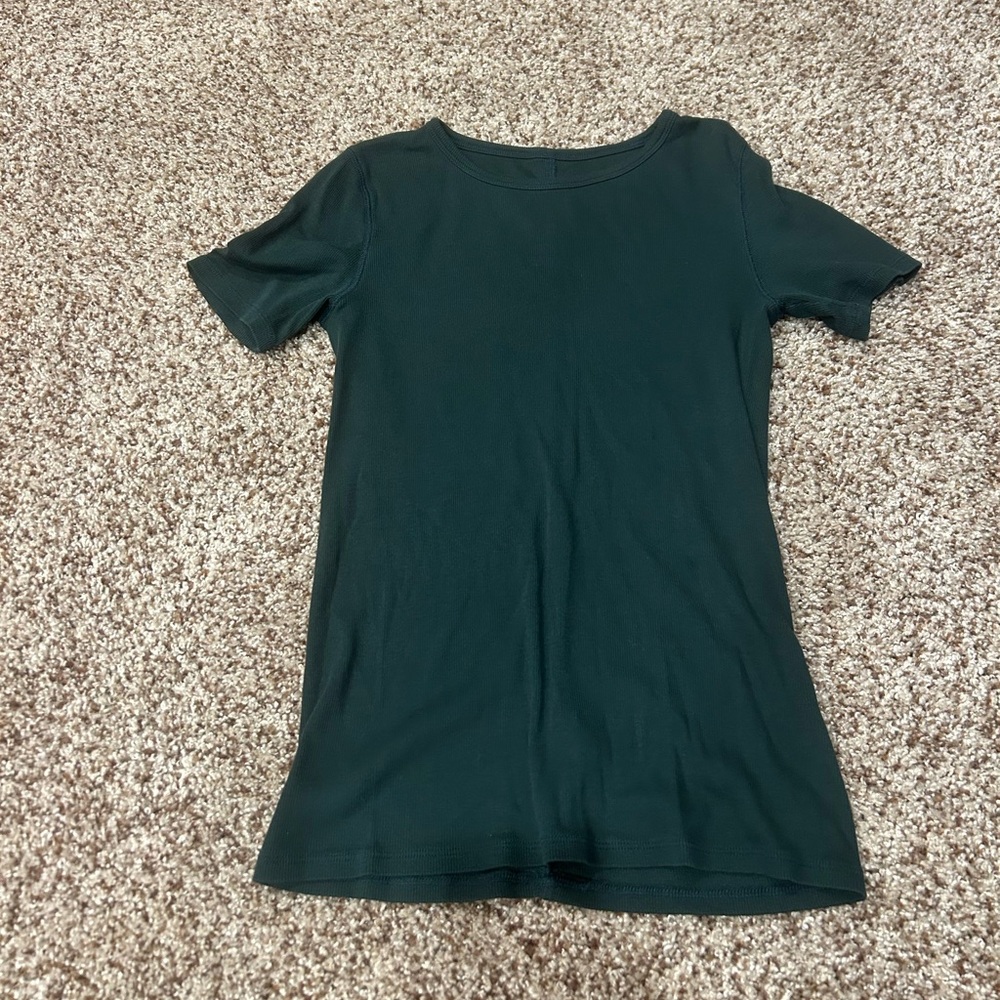 Everlane Forest Green Luxe Ribbed Crew Tee